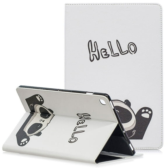Allytech Slim Case for Samsung Galaxy Tab S5e 10.5" 2019 Model SM-T720/T725, Ultra Thin Lightweight Magnetic Closure Folding Stand Shockproof Cards Pocket Wallet Case Cover, Hello Panda