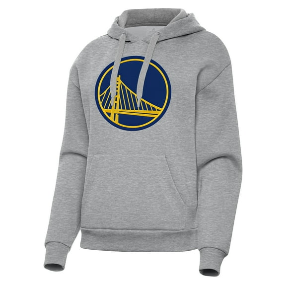 Women's Antigua Heather Gray Golden State Warriors Victory Pullover Hoodie