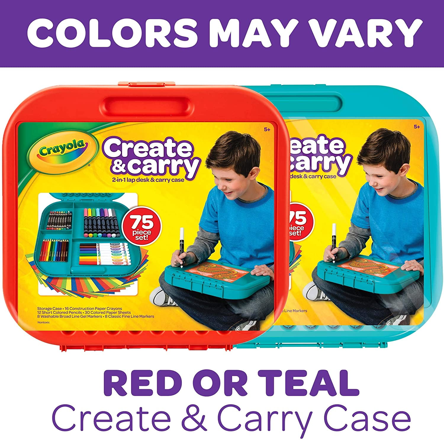 Crayola Create & Carry 75 piece set 2 in 1 lap desk and carry case, for  ages 5+ for Sale in Brooklyn, NY - OfferUp