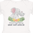 thumbnail image 4 of Inktastic I'll Never Forget That My Great Aunt Loves Me Cute Elephants Boys or Girls Long Sleeve Baby Bodysuit, 4 of 5