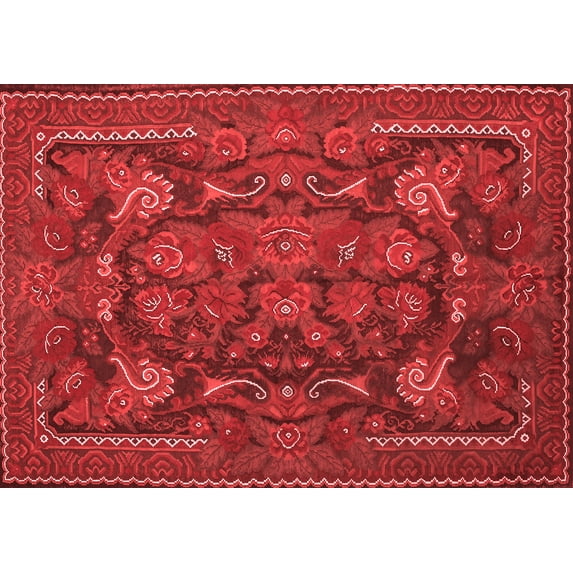 Ahgly Company Indoor Rectangle Animal Red Traditional Area Rugs, 6' x 9'