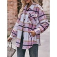 thumbnail image 5 of Arvbitana Women's Short Plaid Print Jacket Lapel Button Shirt with Pockets Long Sleeve Shacket Autumn Winter Casual Outerwear S/M/L/XL, 5 of 7