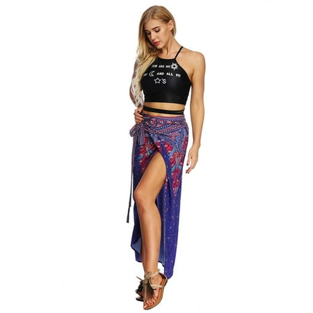 Boho 1 Juniors' Cover ups Celebrity Aztec Print Sarong Wrap Boho Knot Skirt (multicolor, one size (fits S-L)) ()