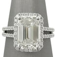 thumbnail image 2 of HeartsAndYou 2.3ct Emerald Cut Moissanite Split Shank Halo Engagement Ring for Women 18k White Gold over Silver, 2 of 4