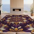 thumbnail image 2 of Design&I 2'x3' Washable Throw Rug Low Profile Daily Traffic Ready Accent Para Abstract Vintage Border Bedside Alfombras Cuartos Purple Boho Refined for Hallway, Laundry Room, 2 of 7