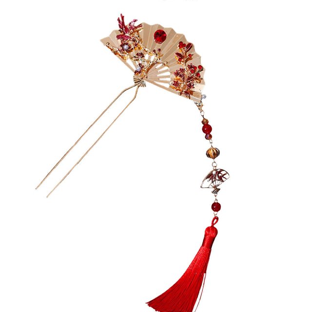 Hairpin Chinese Ancient Style Flower Hair Clip Traditional Hairpin Chinese Hair Accessories Hand Fan Jewelry Section 4