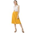 thumbnail image 3 of Unique Bargains Women's Button Front High Waist Belted Flare Midi Skirt, 3 of 6