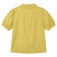 thumbnail image 5 of Comfortable Linen Shirt for Women Peter Pan Collar Short Bubble Sleeve Button Down Textured Casual Yellow XL, 5 of 8
