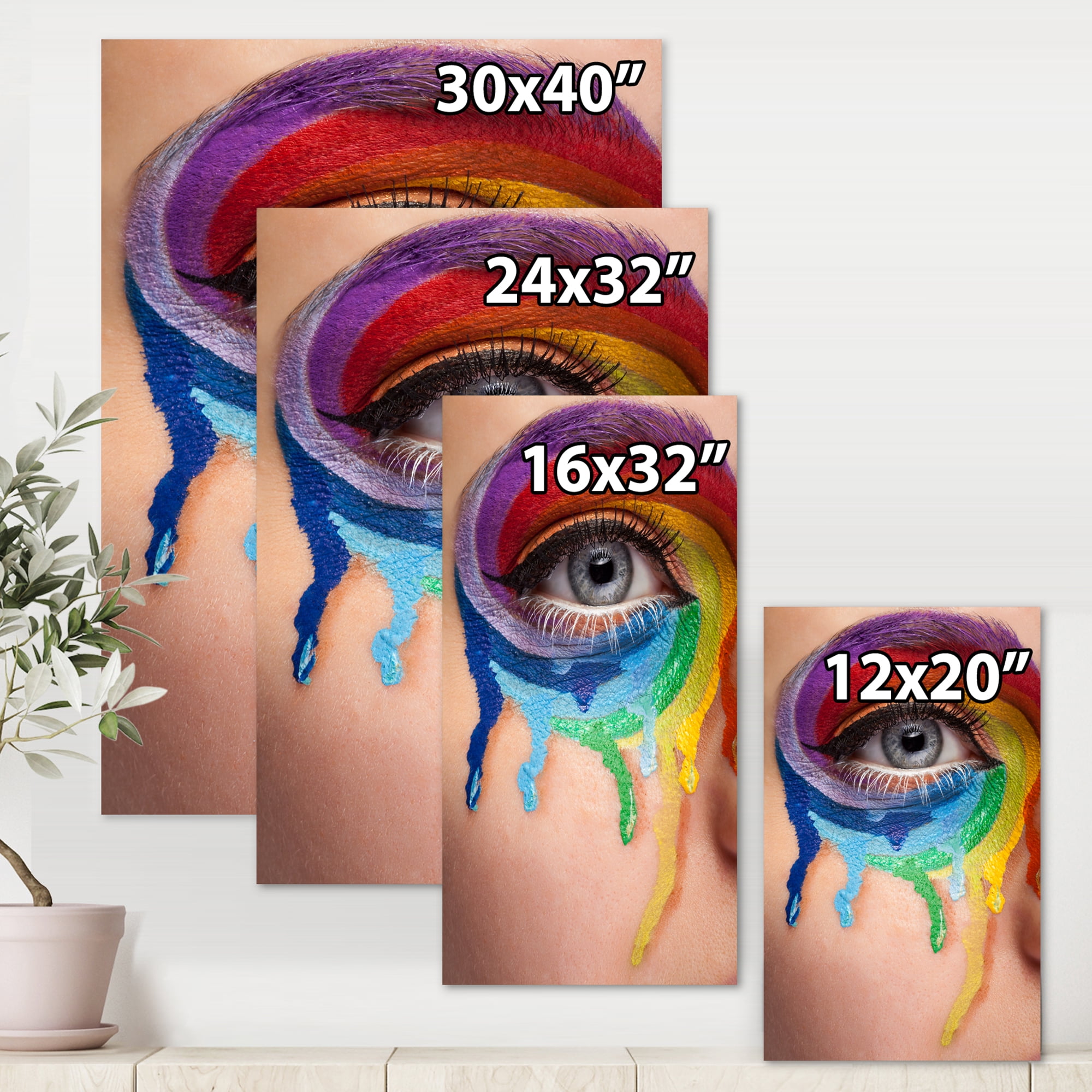 Designart ' Close Up Eye With Colourful Cry In A Wheel Arround ' Modern Canvas Wall Art Print
