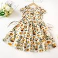 thumbnail image 2 of Ugoldhm Girls Cold Shoulder Floral Print Cotton Sundress - Summer Casual Mid-Length Dress, Size 4-9, 2 of 3