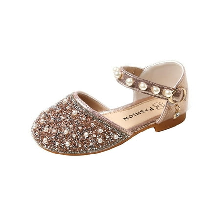 

Crocowalk Girls Dress Sandal Glitter Flat Sandals Rhinestone Princess Shoes Girl D Orsay Flats Summer Fashion Closed Toe Pink 8C