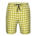 thumbnail image 4 of Naloa Yellow Checkboard Men's Beach Shorts, Surfing shorts, Swim trunks, Quick Dry Swim Trunks for Surfing Beach Fun - X-Large, 4 of 9