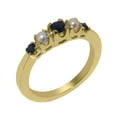 thumbnail image 1 of LBG British Made 18k Yellow Gold Natural Sapphire & Cultured Pearl Womens Anniversary Ring - 33 size options - Size 4.5, 1 of 6