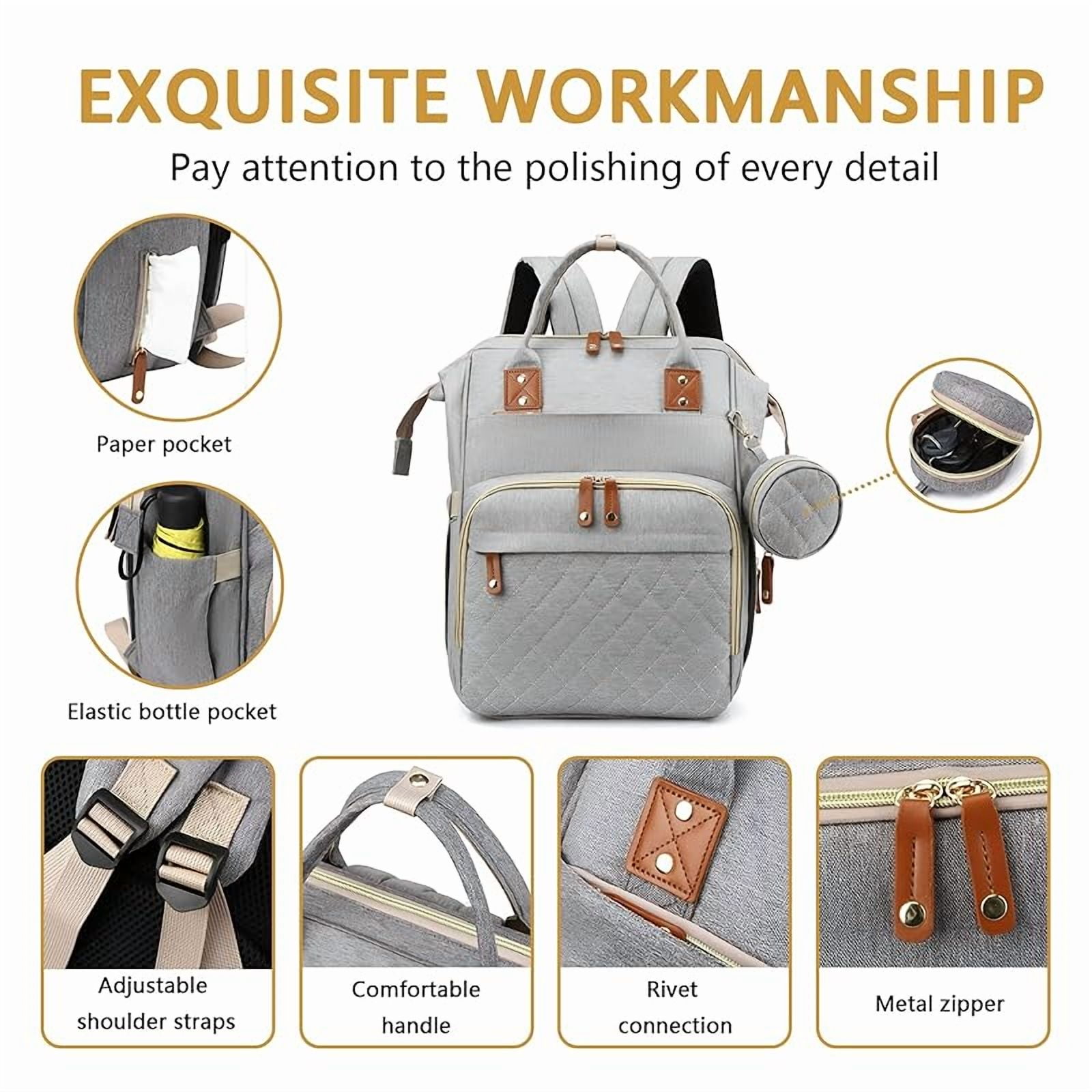 Diaper Bag Backpack with Changing Station, Foldable for Bady Toddler, 3 in 1 Large Capacity Newborn Essentials Organizer with Stroller Hook for Girls and Boys
