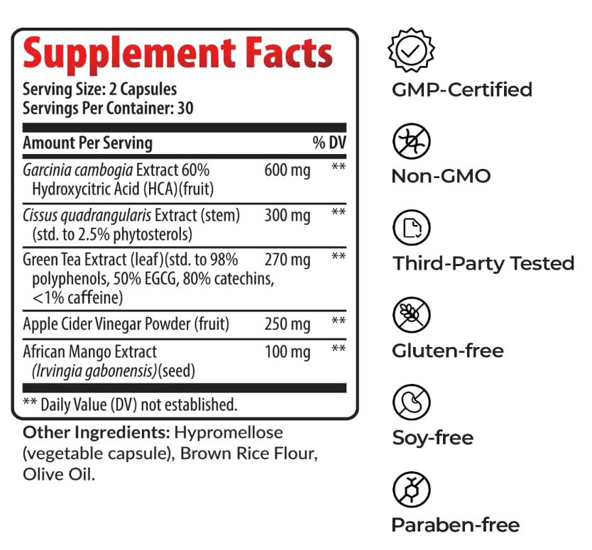 Healthful Seasons Extreme Belly Burn Supplement – Garcinia Cambogia, African Mango, ACV & Green Tea – Supports Fat Burn, Metabolism & Appetite Control – 60 Capsules