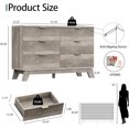 thumbnail image 2 of Fluted Dresser for Bedroom with 6 Drawers, 48" Wide Modern Chest of Drawers with Metal Handle, Wooden Dresser TV Stand, Wood Closet Clothes Storage Organizer for Living Room, Hallway, Grey, 2 of 7