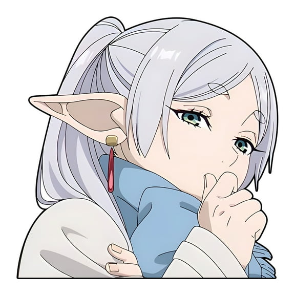 EARLFAMILY 5.1 Inch Kawaii Frieren Sticker Cute Decal for Laptop Window Trunk Luggage Sunscreen Car Accessories