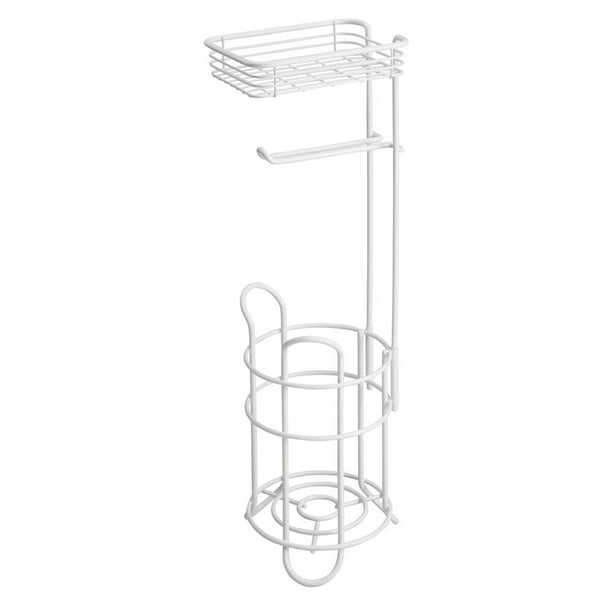 mDesign Steel Metal Free Standing Toilet Paper Holder Stand and
