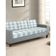 thumbnail image 2 of Aqua Plaid Sofa Couch Cushion Covers Washable, Removable Stretchable Sectional Couch Covers, Spring Summer Farmhouse Buffalo Checkered Slipcovers for L & T Shape Sofa Furniture Protector S Size 3 pcs, 2 of 7