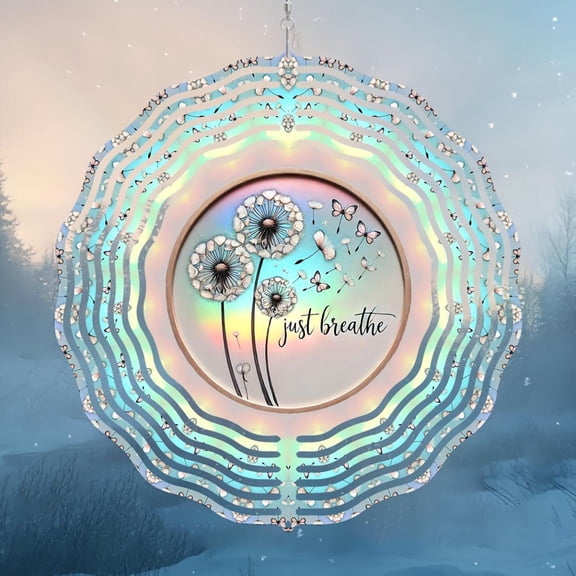 HELLOYOUNG 10 Inch Rainbow Kinetic Metal Wind Spinner, 360 Rotating Dandelion Wind Sculpture for Outdoor Garden Lawn Patio Decor