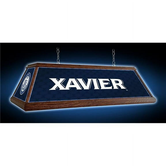 Grimm Industries XA-330-01 49 in. Premium Deluxe Wood Pool Table Light XA Shield, Xavier Blue, Silver, White & Brown