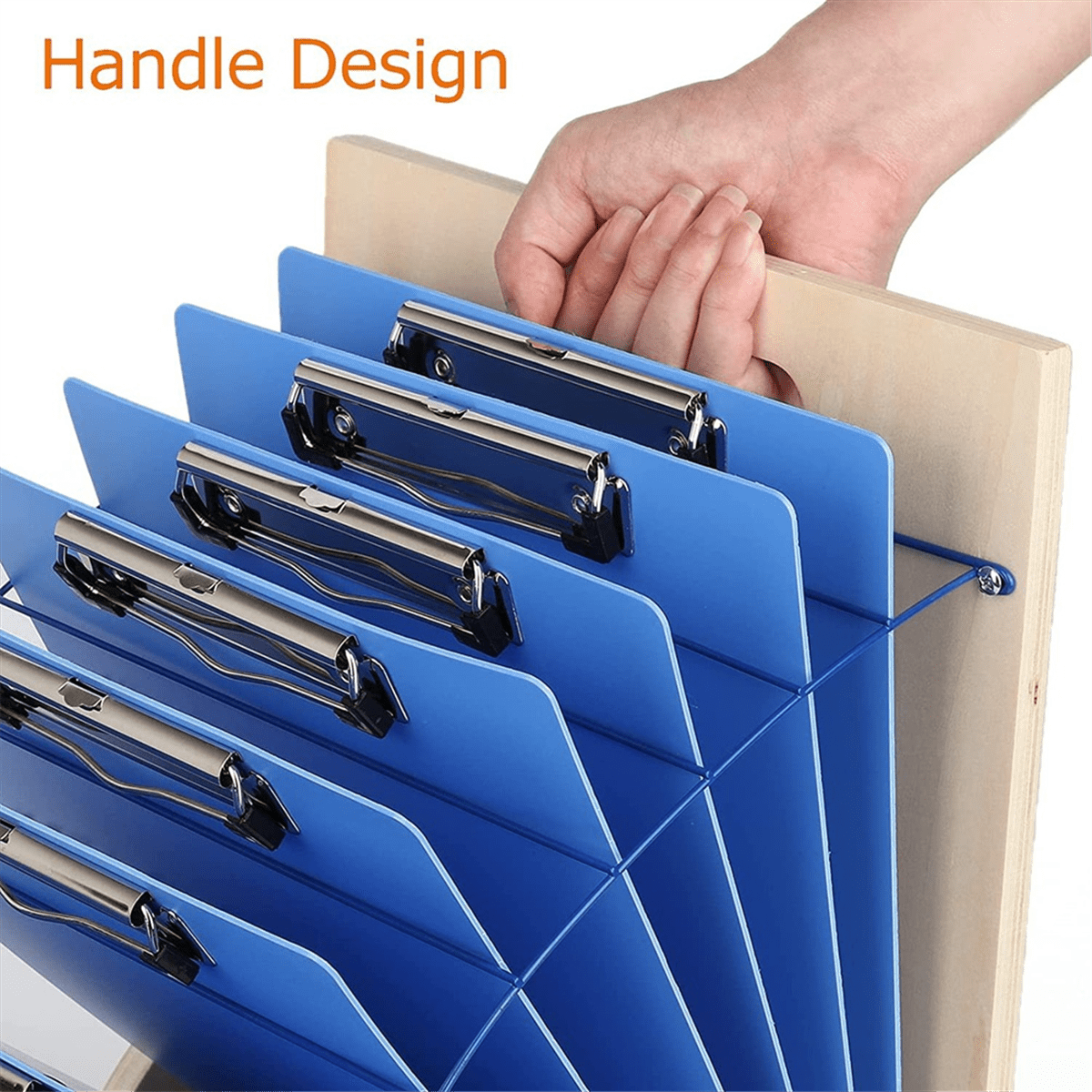 Clipboard Holder, Clipboard Storage Rack Wooden Clipboard Holder with Sturdy Metal Shelf Organizer for Classroom Office