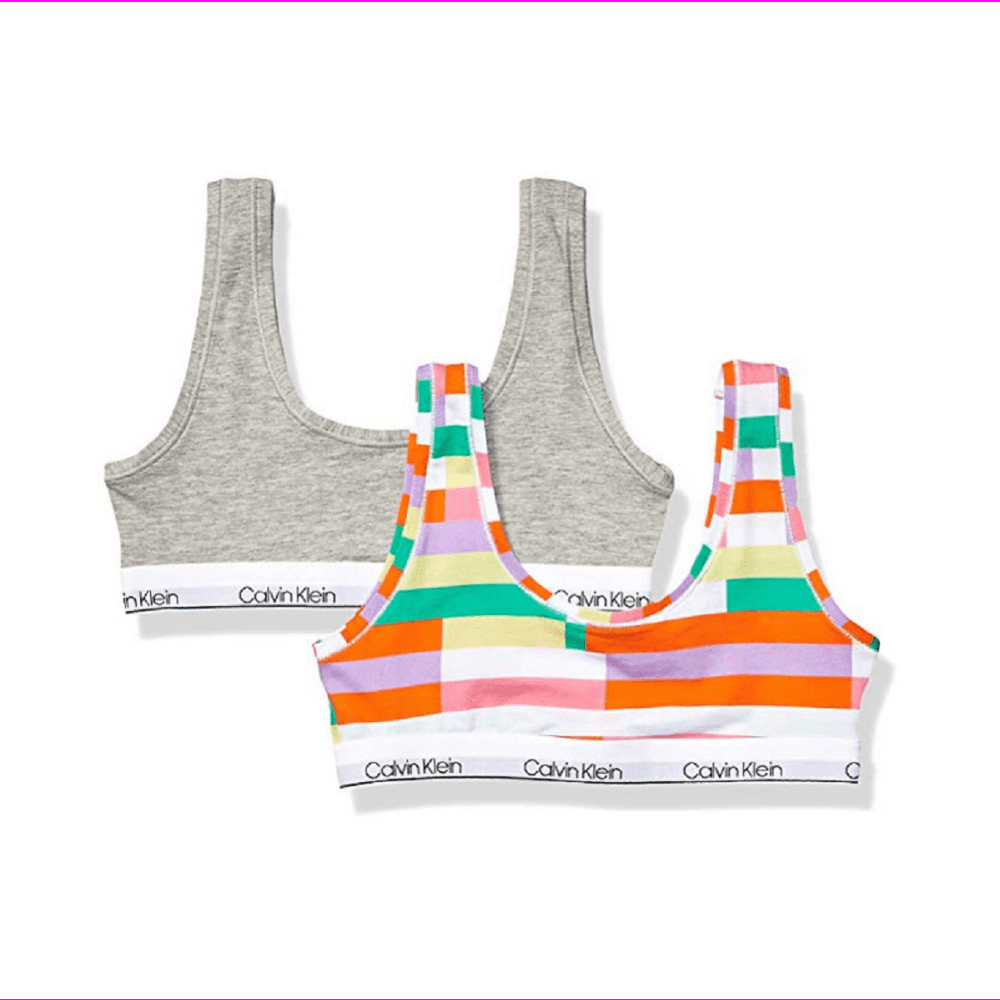 Calvin Klein Big Girls Modern Cotton Cropped Bra, Fragment and Grey