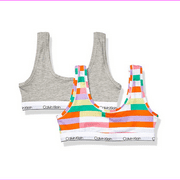 Calvin Klein Big Girls Modern Cotton Cropped Bra, Fragment and Grey, Small