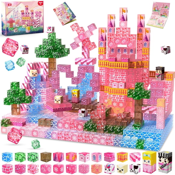 Bloques Magnéticos Magneverse 100 PCS Castillo de Princesa Rosa