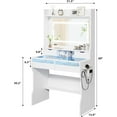 thumbnail image 3 of Kselythan Vanity Desk with Mirror and Lights, Small Makeup Vanity Desk with Power Outlet＆Glass Top, 3 Lighting Modes Brightness Adjustable, Bedroom Dressing Table with 7 Color Light Drawers, 3 of 8