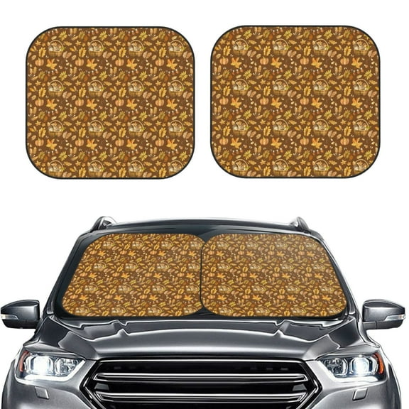 Picia Vintage fall harvest basket 2 Piece Car Windshield Sun Shade Foldable | Foldable Sun Shield for Front Window Blocks UV Rays and Keeps Your Vehicle Cool-Small