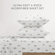 Noble Linens 3 Piece Holiday Microfiber Bed Sheet Set, Vintage Snowman, Twin