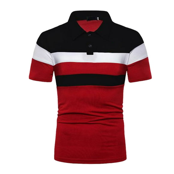 PEASKJP Men's Pique Polo Shirt Midweight Men's Shirt,Red S