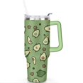 thumbnail image 2 of 40oz Kawaii Green Avocado Design Stainless Steel Flip Straw Tumbler Spill Proof Travel Cup Double Wall Vacuum Insulated Coffee Mug with Top Handle, 2 of 6