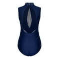 thumbnail image 4 of YONGHS Women's Rhinestones Figure Skating Gymnastic Ballet Dance Leotard Tops Dancewear Navy Blue M, 4 of 7