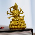 thumbnail image 3 of Handcrafted Marici Buddha Statue Golden Brass 2.56in Victory & Protection Perfect Gift for Home Altar Decor, 3 of 8