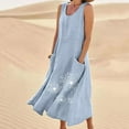 thumbnail image 2 of Diufon Maxi Dresses for Women Printed Plus Size Dress Crewneck Sleeveless Cotton Linen Dress, 2 of 7