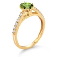 thumbnail image 3 of Gem Stone King 10K Yellow Gold Green Peridot and White Lab Grown Diamond Engagement Ring for Women (1.08 Cttw, Oval 7X5MM, Gemstone August Birthstone, Size 8), 3 of 4