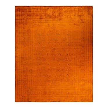 Hand-Knotted Wool Overdyed Contemporary Orange Area Rug 9' 3" x 11' 6"