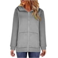 thumbnail image 2 of SDNall Hoodies for Women Solid Color Hoodie Zipper Long Sleeve Sweatshirts Long Coat Tops with Pockets Zip Up Hoodie Women (Gray, Sizes S-XXXXL), 2 of 9