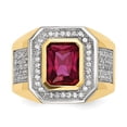 thumbnail image 3 of 14K Two-Tone Gold Ring Band Men's White Open Back Faceted Cubic Zirconia CZ Clear Octagon Emerald Red, Size 8, 3 of 4
