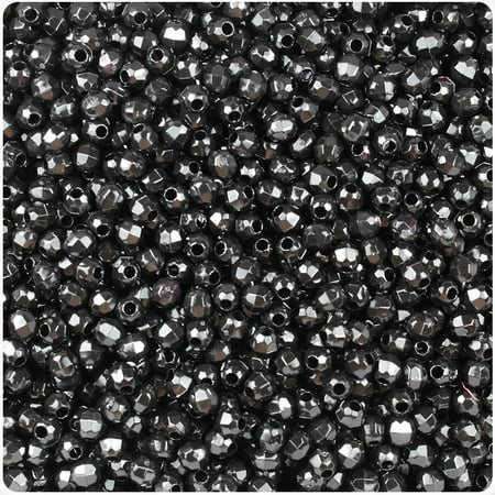 BeadTin Black Opaque 4mm Faceted Round Craft Beads (1250pcs)