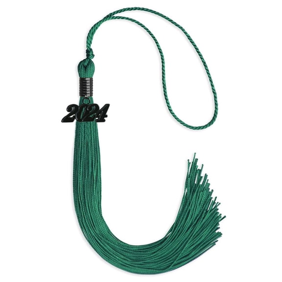 Emerald Green Graduation Tassel with Black Date Drop