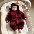thumbnail image 6 of YHAJDS Girls Boys Winter Fleece Clothes Hooded Romper Snowsuit Footed Jumpsuit, 6 of 9