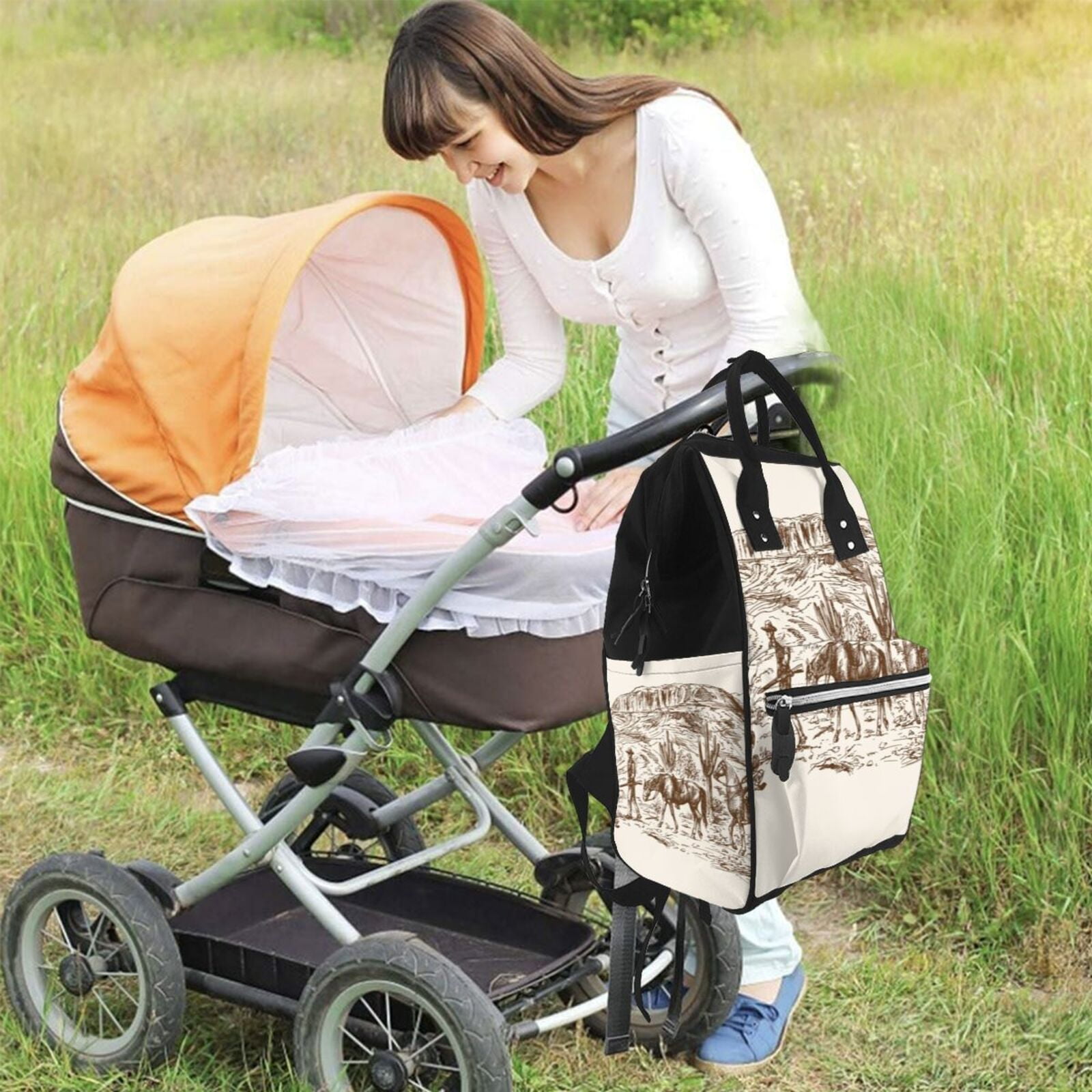 Defioc Western Desert Cowboys2 for Baby Diaper Bag Backpack - Baby Bag for Boys & Girls - Diaper Backpack - Large Travel Diaper Bags- Baby Registry Search & Shower Gifts