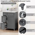 thumbnail image 4 of 24" Durable Compact Freestanding Cabinet, Bathroom Storage Unit with Soft Close Door, Modern Small Bathroom Vanity with Storage for Bathroom, Gray, 4 of 9
