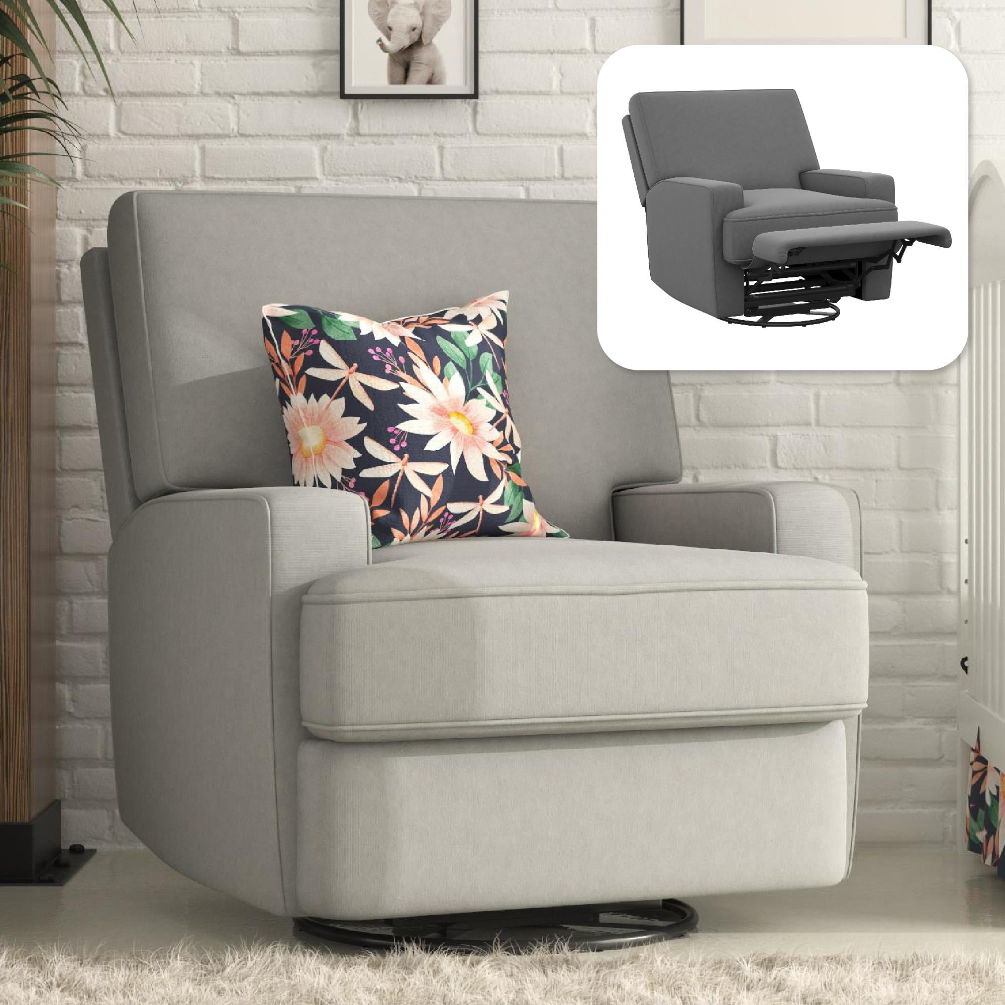 Baby Relax Rylee Tall Wingback Glider Rocker Recliner Chair, Gray