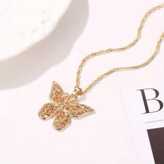 K-KED Fashion 18k Gold Plated Butterfly Pendant Chain Necklace Womens Jewellery Choker-Gold