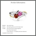thumbnail image 5 of Gem Stone King 1.57 Ct Round Pink Created Sapphire Red Garnet 925 Silver and 10K Yellow Gold Lab Grown Diamond Two Stone Crossover Ring (Size 5), 5 of 5