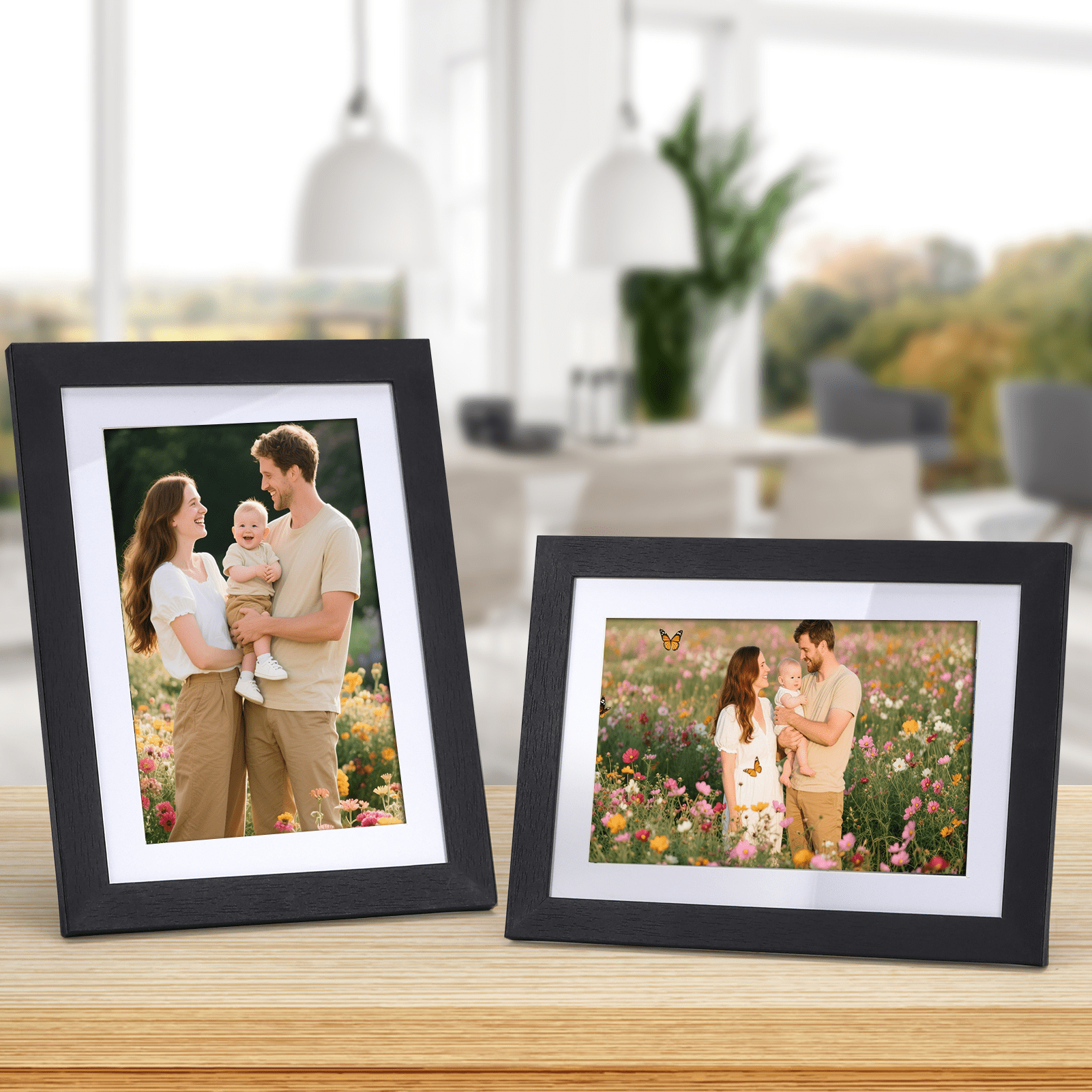 5x7 Wood Picture Frames Set of 15, Display 4x6 Photos with Mat or 5x7 Photos without Mats for Wall or Tabletop Decoration, Black